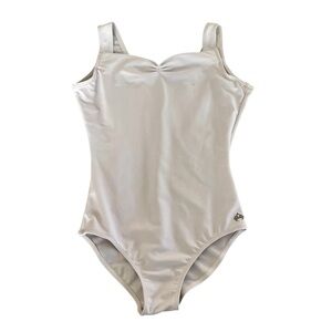 Mariia Crown Tank Leotard Pinch Front LC Large Child White